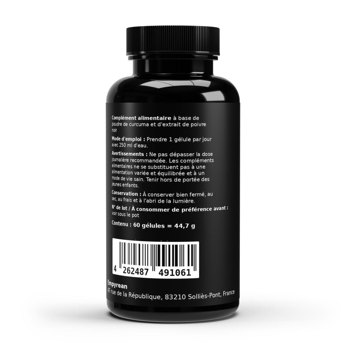 Curcuma & Pipérine — 60 gélules végétales