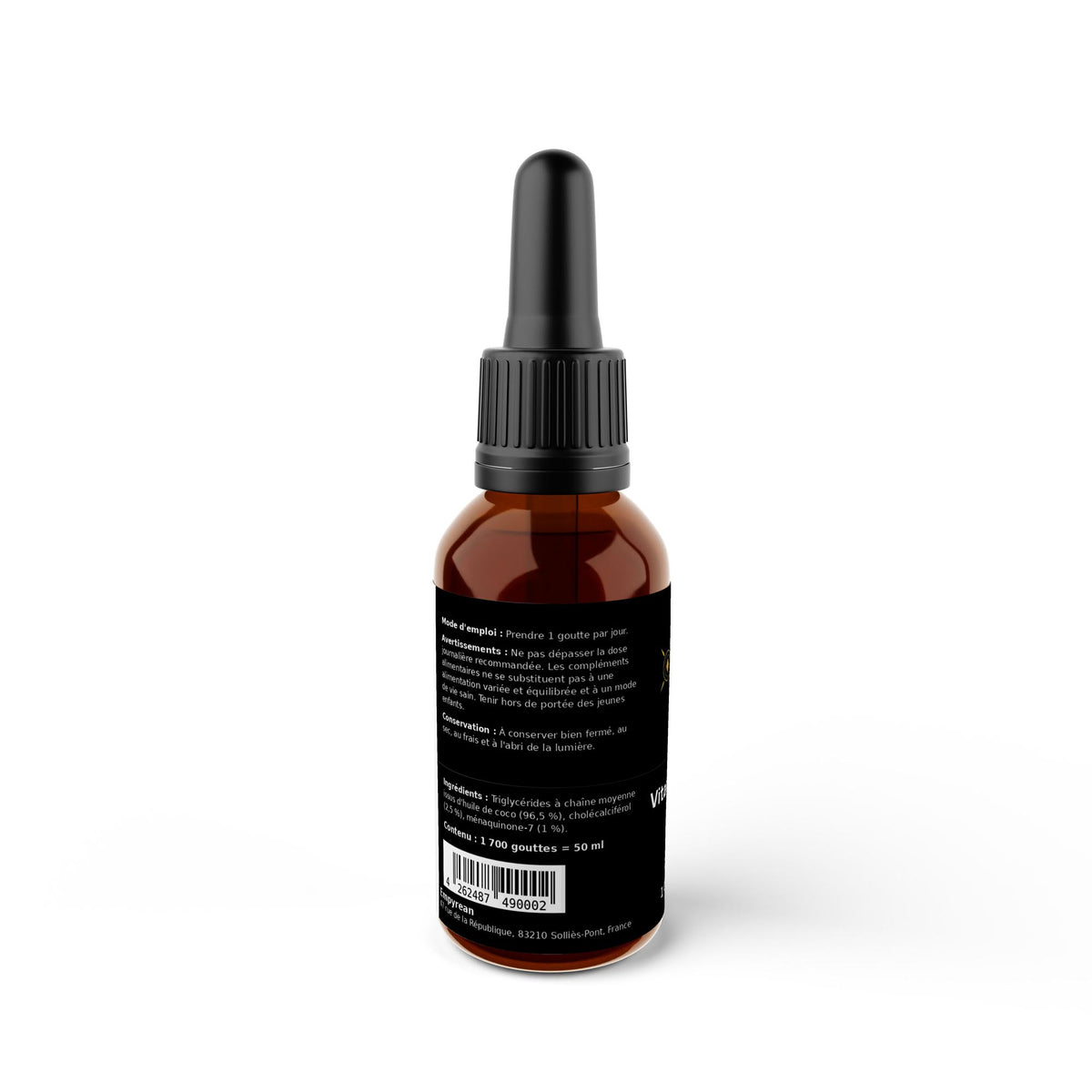 Vitamine D3 + K2 — 1 700 gouttes (50 ml)